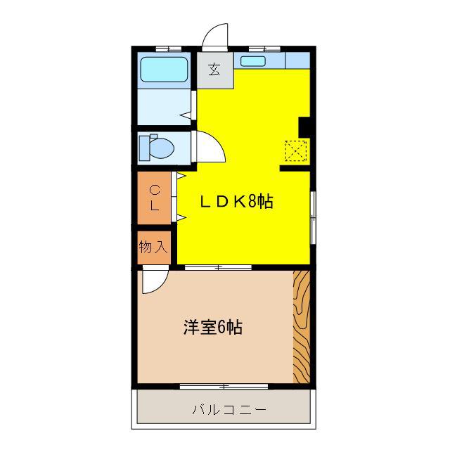プリモコーポB(1LDK/2階)の間取り写真
