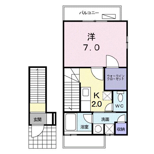 けんたく三生(1K/2階)の間取り写真