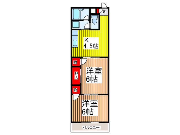 マロン824(2K/2階)の間取り写真