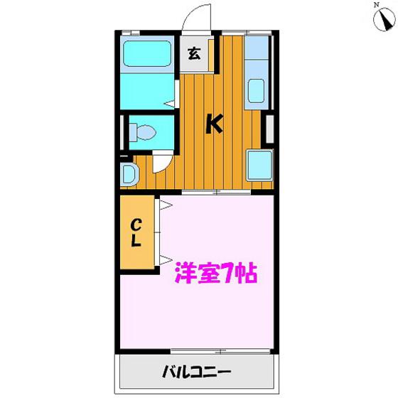 アークヒルズ桑野(1DK/1階)の間取り写真