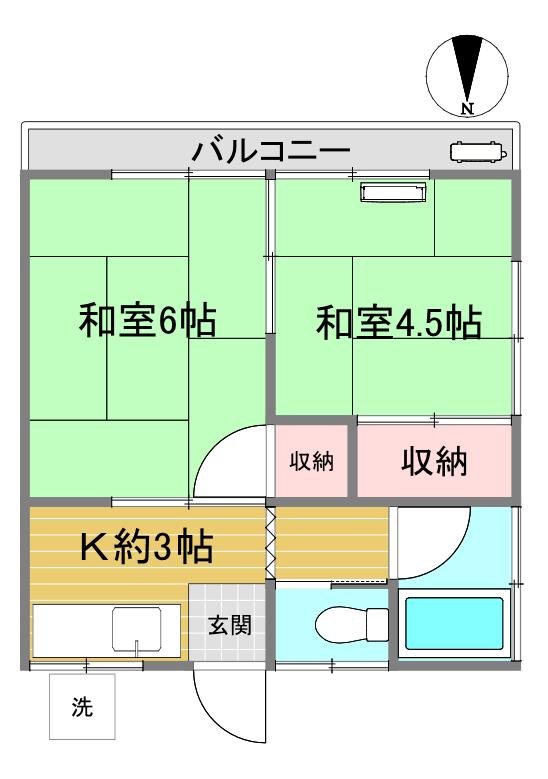 長嶋荘(2DK/2階)の間取り写真