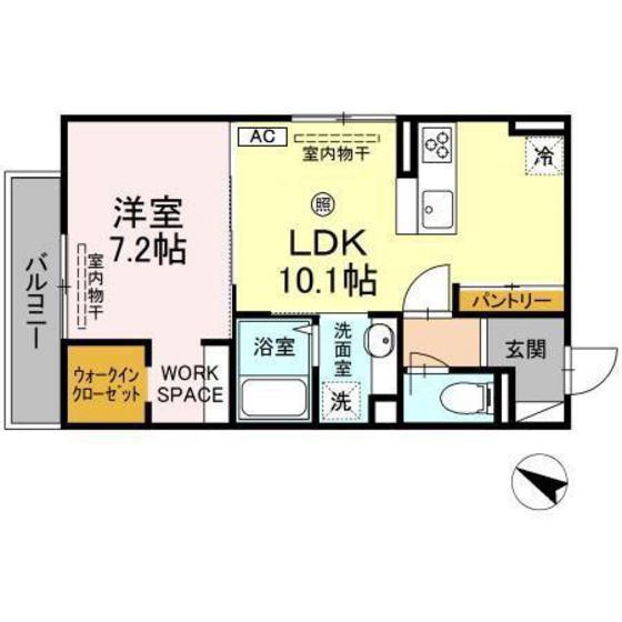 セジュールピア庚午(1LDK/3階)の間取り写真
