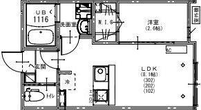 KEIAI RESIDENCE 新所沢(1LDK/1階)の間取り写真