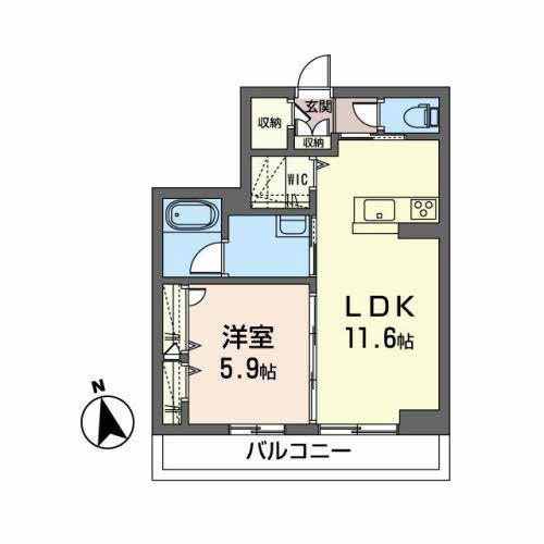 BELLET仙台(1LDK/2階)の間取り写真