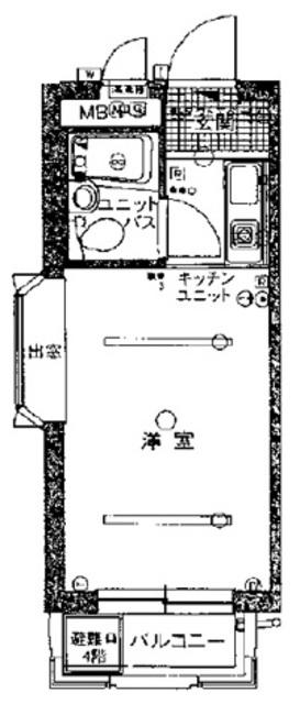 パールシティ中野(ワンルーム/1階)の間取り写真