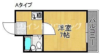 セラ岸ノ里(1K/2階)の間取り写真