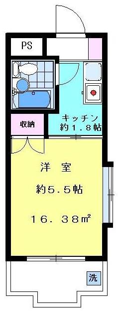 ハイタウン多摩川2(1K/3階)の間取り写真