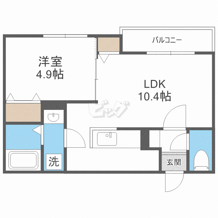 アステール麻生(1LDK/4階)の間取り写真