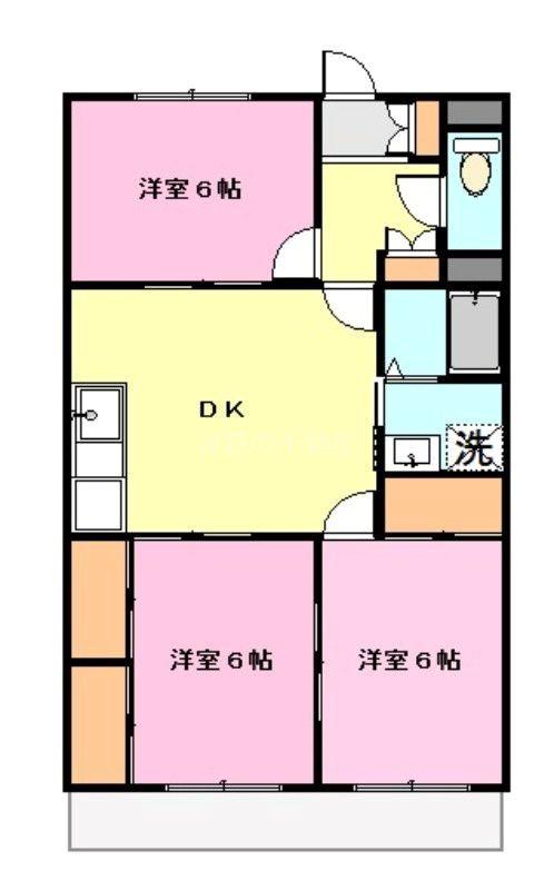 マンション槐(3DK/2階)の間取り写真