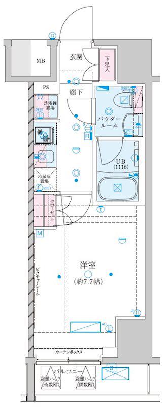ジェノヴィア川崎7(1K/7階)の間取り写真