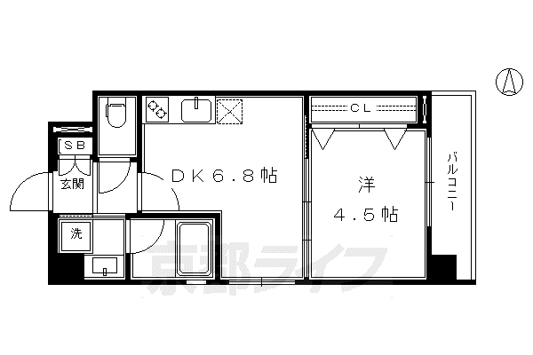 ベラジオ京都烏丸十条II(1DK/3階)の間取り写真