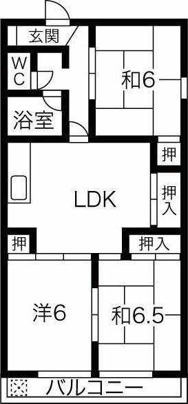 コーニッシュ西中島(3LDK/6階)の間取り写真