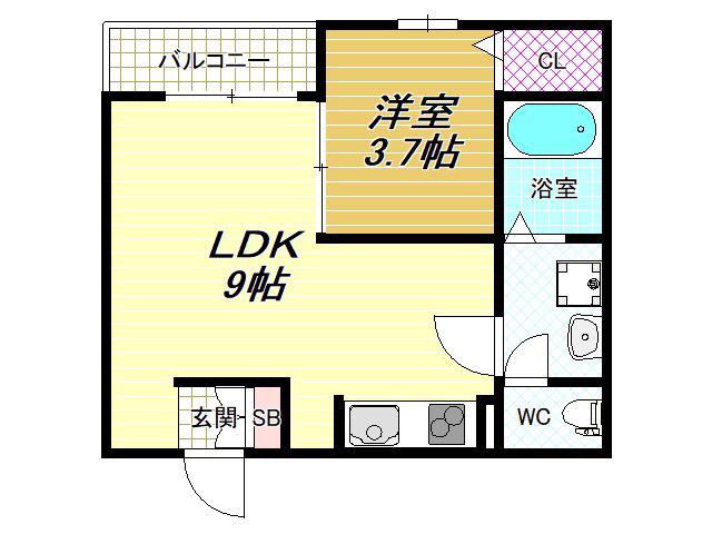 FSTYLE藤井寺西古室(1LDK/2階)の間取り写真