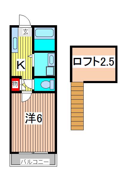 クレセントハウスI(1K/1階)の間取り写真