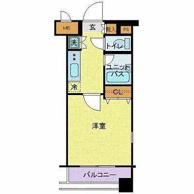 セルカディア港区芝浦(1K/4階)の間取り写真