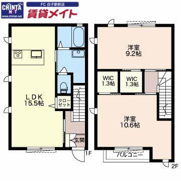 葵テラス B棟(2LDK/1階)の間取り写真