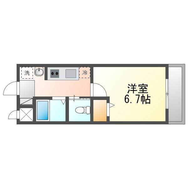 ココハウス泉崎(1K/1階)の間取り写真