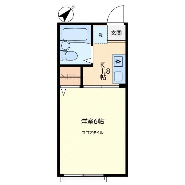 シティハイムイソムラ(1K/2階)の間取り写真