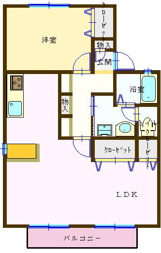 セジュールマロンA(1LDK/2階)の間取り写真