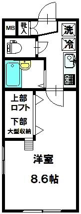花園ヒルズ(1K/1階)の間取り写真