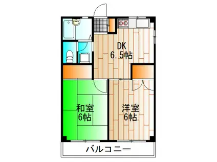 岩澤コーポB(2DK/2階)の間取り写真