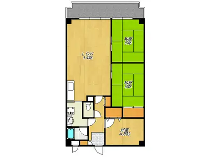 パークメゾン三箇弐番館(3LDK/5階)の間取り写真