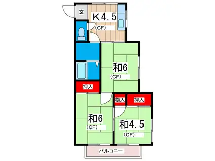 やすひとハイツ(3DK/2階)の間取り写真