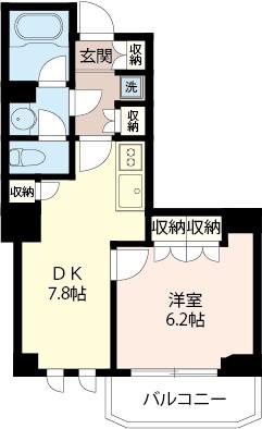 エスティメゾン北新宿(1DK/3階)の間取り写真