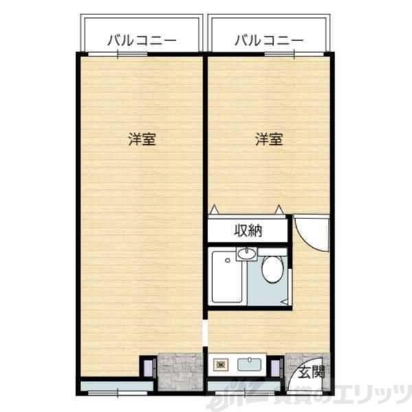 ネオコーポ都 東棟(2K/2階)の間取り写真