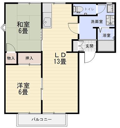 イーストタウンE(2LDK/2階)の間取り写真