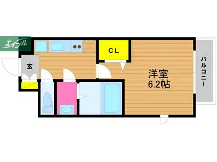 プレサンス岡山駅前(1K/8階)の間取り写真