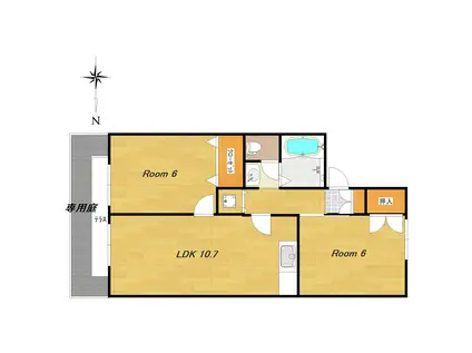 セジュール久宝寺(2LDK/1階)の間取り写真