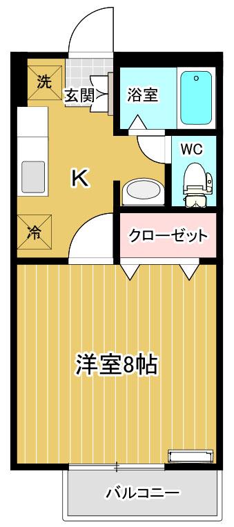 ラクール河村(1K/2階)の間取り写真