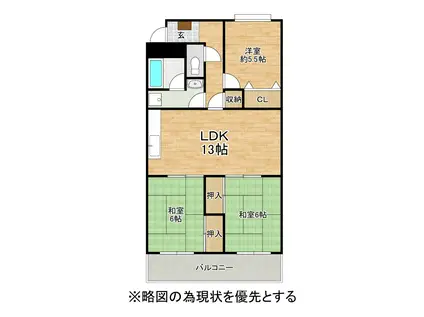マンションコスモス(3LDK/3階)の間取り写真