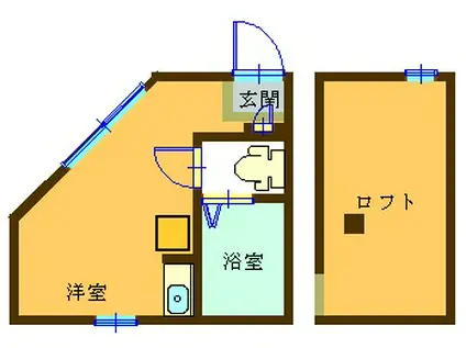 ユナイト羽沢カンペリオ(ワンルーム/2階)の間取り写真