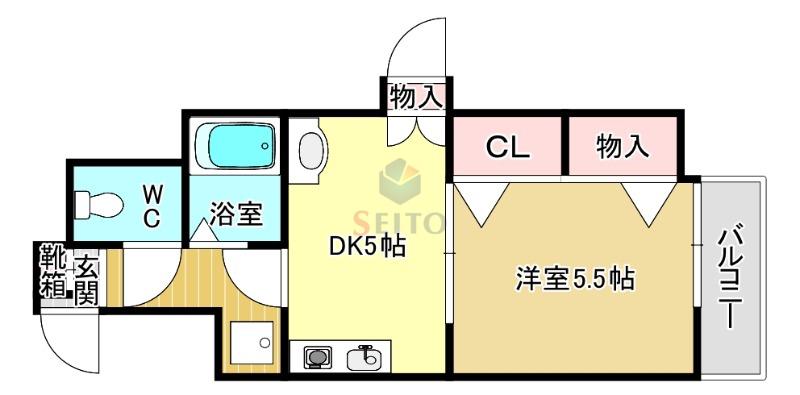 グレース曽根(1DK/4階)の間取り写真