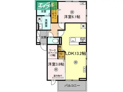 ルワンジュ(2LDK/3階)の間取り写真