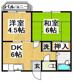 ガーデンハイツさやま(2DK/2階)の間取り写真