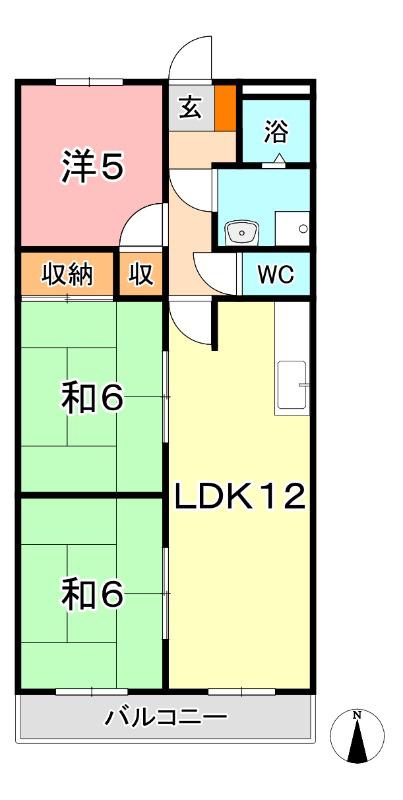 永信マンション(3LDK/2階)の間取り写真