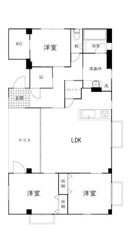 山手の棲み家(3LDK/3階)の間取り写真