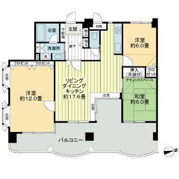 ライオンズマンションMAXIM櫛原(3LDK/8階)の間取り写真