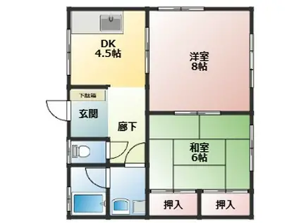 ドリーム・有・I(2DK/2階)の間取り写真