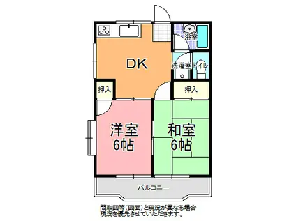 吉沢コーポ・歩(2DK/1階)の間取り写真