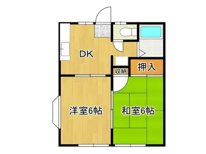 フラワーハイツアミ(2DK/1階)の間取り写真