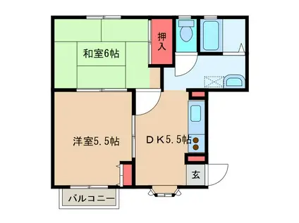 ステイタス(2DK/2階)の間取り写真