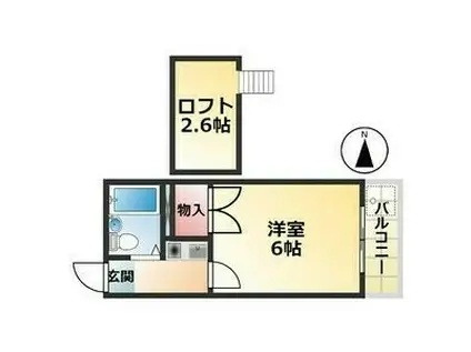 シーズンコート守山(1K/2階)の間取り写真