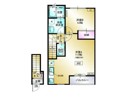 モンマルトル(1LDK/2階)の間取り写真