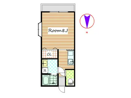 フォンティーヌII(1K/1階)の間取り写真