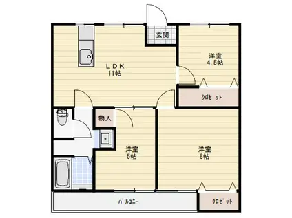 プランドールリバティ2(3LDK/1階)の間取り写真
