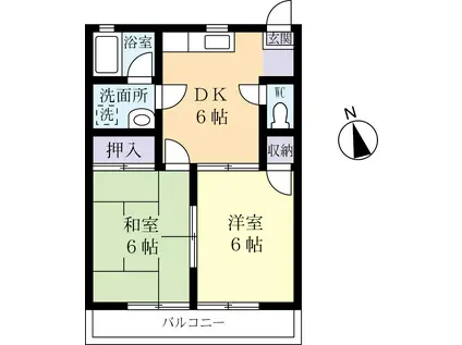 チェリーコーポ(2DK/2階)の間取り写真